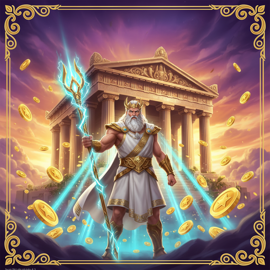 Gates of Olympus 1000 slot game screenshot met Zeus en het 6x5 raster